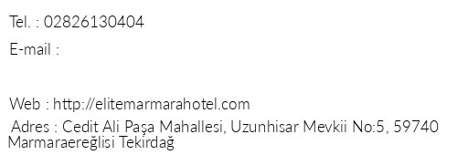 Elit Marmara Hotel telefon numaralar, faks, e-mail, posta adresi ve iletiim bilgileri